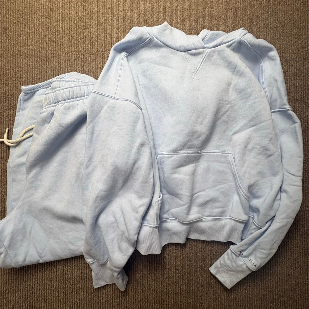 OFFLINE By Aerie Cloud Fleece Hoodie and Sweat Pants Size xl Eyelet Blue